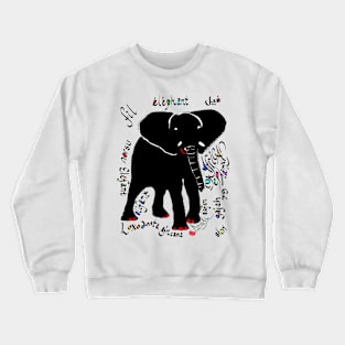 Black Elephant with Red Toenails Crewneck Sweatshirt